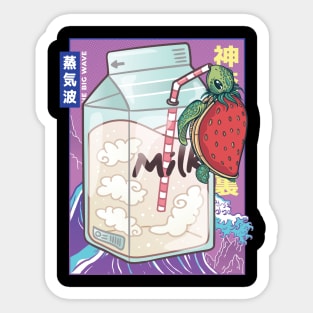 Sea Turtle Strawberry Milk Funny Retro 90s Japanese Kawaii Kame Animal Sticker